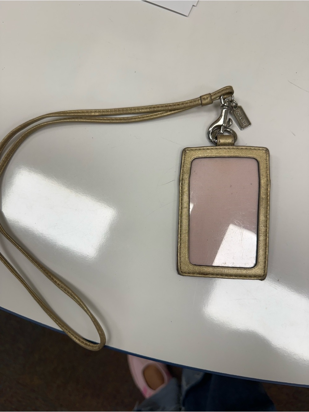 Coach Gold Signature Monogram ID Lanyard Badge Holder Card Case Wallet